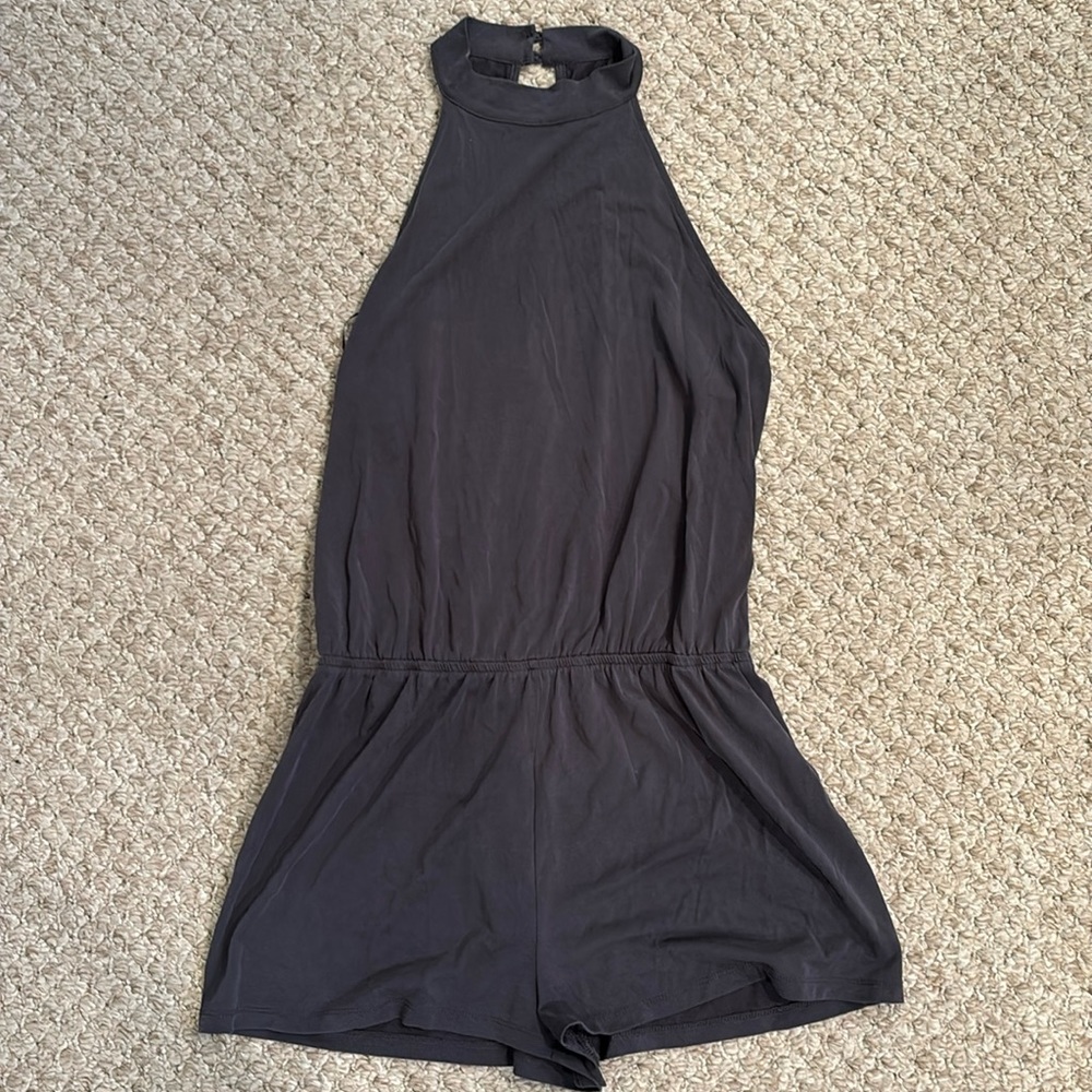 Forever 21 Dark Grey High Neck Romper size L